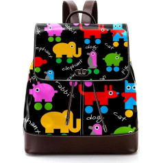 Geometrische Tiere personalisierte Schultaschen Büchertaschen für Teenager, Mehrfarbig, 27x12.3x32cm, Rucksack Rucksäcke