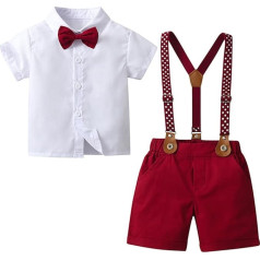 Zukmuk Baby Boys Clothes 2 Pieces Long/Short Sleeve Shirt + Suspenders Set for Kids Formal Suits for Kids Boys