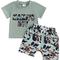 MAHUAOYIXI Toddler Baby Boy Spring Summer Camouflage Outfit Short Sleeve Letter Print T-Shirt Top and Elastic Waist Camouflage Shorts 2-Piece Tracksuit Set Clothes for Little Boys