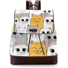 Big Eyes Cartoon Katze personalisierte Schultaschen Büchertaschen für Teenager, Mehrfarbig, 27x12.3x32cm, Rucksack Rucksäcke