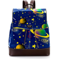 Space Planet Raumschiff Sternenmuster personalisierte Schultaschen Büchertaschen für Teenager, Mehrfarbig, 27x12.3x32cm, Rucksack Rucksäcke