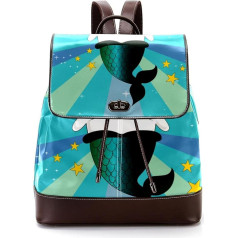 Personalised School Bags Book Bags for Teenagers, Blue Mermaid Unicorn, Multicoloured, 27 x 12.3 x 32 cm, Backpack Backpacks, multicoloured