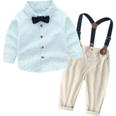 Baby Boys Girls Clothes Set Toddler Fall Long Sleeve Striped Prints T Shirt Tops Pants Gentleman Outfits Cute Kids Gentleman Outfits A-14