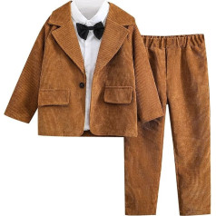 Kids Boys Clothes Set Baby Outfit Soft Cotton Warm Crew Neck Solid Colour Jacket Bow Shirt Solid Colour Pants Set Or Toddler Cute Fall Outfits A-296
