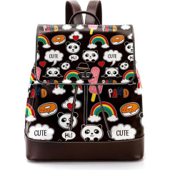 Panda Regenbogen süße personalisierte Schultaschen Büchertaschen für Teenager, Mehrfarbig, 27x12.3x32cm, Rucksack Rucksäcke
