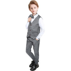 Yilaku Boy's Vest Striped Suit Kids Toddler Festival Tuxedo Suit Gentleman Shirt Clothing Sets 3-7 Years