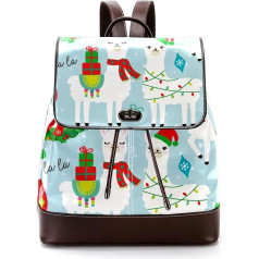 Personalised School Bags Book Bags for Teenagers, Cute Christmas Alpaca Lama Cactus, Multicoloured, 27 x 12.3 x 32 cm, Backpack Backpacks, multicoloured