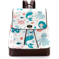 Sea Meerjungfrau Octopus niedliches Muster personalisierte Schultaschen Büchertaschen für Teenager, Mehrfarbig, 27x12.3x32cm, Rucksack Rucksäcke