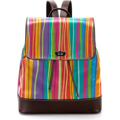 Bunte gestreifte Schultaschen für Teenager, Rot, Blau, Orange, Regenbogen, personalisierbar, Mehrfarbig, 27x12.3x32cm, Rucksack Rucksäcke