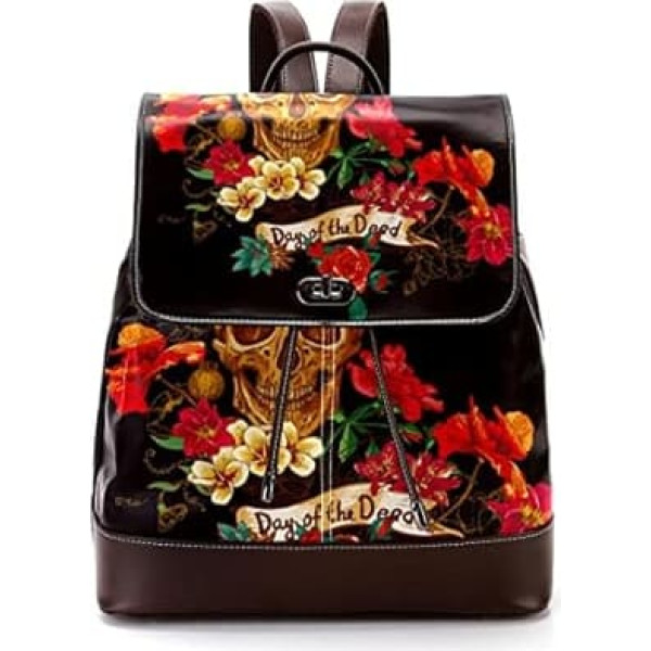 Tag der Toten Zuckerschädel Blume, personalisierte Schultaschen Büchertaschen für Teenager, Mehrfarbig, 27x12.3x32cm, Rucksack Rucksäcke