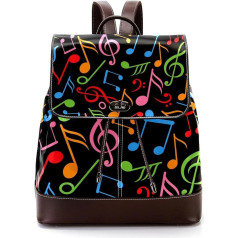 Personalised School Bags for Teenagers, Red, Pink, Green, Orange, Blue, Music Notes, School Bag, Multicoloured, 27 x 12.3 x 32 cm, Backpack Backpacks, multicoloured