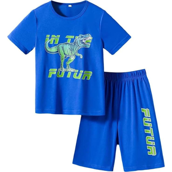Generisch Bekleidungssets Jungen elastischem Bund Baummwolle Hosen mit Shirt Sets Lässig Kinder Kleidung Zweiteiliges Tops Casual Shorts Zweiteiler Sommer Outfit Activewear für 2-11 Jahre