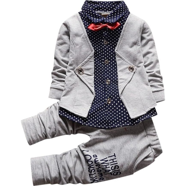 2025-2 Pieces Baby Boys Dress Clothing Toddler Outfits Infant Formal Suits for Children Long Sleeve Shirt + Trousers Set Children Baby Clothing