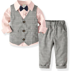 1 to 6 Years Formal Children Bodysuits for 3 Pieces Toddler Kids Baby Boy Bowtie Gentleman Vest T-Shirt Pants Party Clothes Set