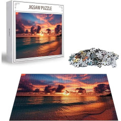 Puzzle Sonnenuntergang Puzzle 200 Teile, Holzpuzzle Erwachsene, Mehrfarbig Holzpuzzle, Klassische Puzzles Strand Wooden Jigsaw für Erwachsene Und Kinder 14 Jahren, Geschenke Wand Dekor 35x25cm D-344