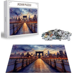 Puzzle 2000 Teile Brooklyn Bridge Puzzle Erwachsene, DIY Groß Puzzelmatten, Holzpuzzle für Erwachsene und Kinder ab 12 Jahren Wooden Jigsaw Landschaft Geschicklichkeitsspiel für Die Ganze Familie D-15