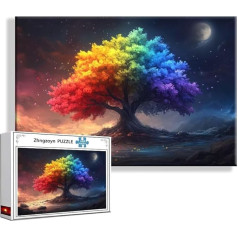 Puzzle Bunt Baum 1000 Teile Groß XXL 75 x 50 cm, Jigsaw Art Impossible Erwachsene Anspruchsvoll, DIY Klassische Jigsaw Erwachsene, Junge, Mädchen, Geschicklichkeitsspiel für Die Ganze Familie C-0