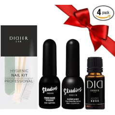 Didier Lab - Base Coat Top Coat UV - Fibreglass Gel Base Strong and No Wipe Top Coat Gel UV Super Shiny - Primer for Gel Nails - LED UV Nail Polish Set - UV Gel Nail Polish - Shellac Set - Strengthens