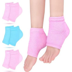 Feuchtigkeitsspendende Socken für Hornhaut, Nuwelo's Hydra Fersen-Socken 2x Weiche Gel-Fersensocken, Moisturizing Flauschige Socks (Pink (6 Paar))