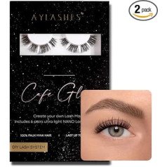 AYLASHES - DIY Eyelash Extensions Maxi Box Cafe Glam | 6 Pairs of Eyelashes | Up to 7 Days Hold | Eyelashes DIY Set for Home | Artificial Eyelashes | Adhesive Eyelashes | Cat Eye lashes | lash