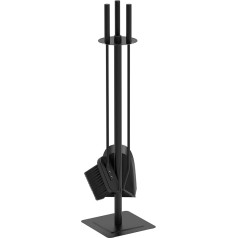 VOUNOT Fireplace Company, 4-Piece Fireplace Set with Shovel, Broom, Poker & Holder, Wrought Iron Fireplace Tool, Fireplace Accessories, Oven Cutlery, Black
