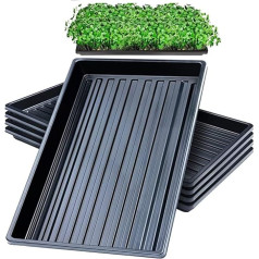 Pack of 10 Propagation Trays without Drainage Holes 50 x 25 cm Perfect Garden Seed Propagation Trays for Seedlings Indoor Gardening, Micro Green Wheatgrass Hydroponics (Black 10 Pack)