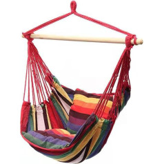 Camping Hammock, Portable Hanging Rope Swing for Indoor and Outdoor Beach, Backpacking, Travel, Backyard, Colourful Comfortable Canvas Hammock Chair with Robust