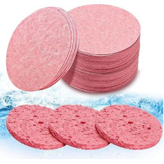 Compressed Face Sponges, Pack of 60 Cellulose Face Sponges, Round Cosmetic Sponges, Cleaning Sponge, Make-Up Sponge for Washing Your Face Makeup Remover (Pink)
