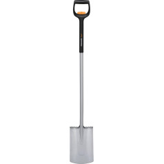 Fiskars Telescopic Spade for Soft Low Stone Floors, Round, Length: 111 - 130 cm, Reinforced Boron Steel Blade, Black/Orange, Xact, 1066733