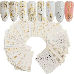 CHUANGOU Nail Stickers 30 Sheets for Female Girls Nail Design - Gold, Paper, Plastic, Glass, Metal, Wood, Wall - Feminine, Trendy, Single Use