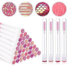 EBANKU Pack of 40 Pink Diamond Empty Mascara Tube Set, Eyelash Brush Tubes, Empty Mascara, Wall Tube, Makeup Brush, Mascara Brush for Eyelash Extension