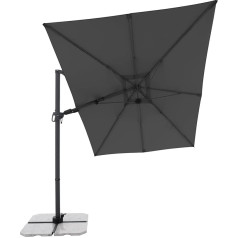Doppler - Style Parasol for the Garden - Cantilever Parasol 300 cm x 220 cm in Dark Grey Rotates 360° - Large Parasol with Stand - Tilting Pendulum Umbrella Waterproof for Garden and Patio
