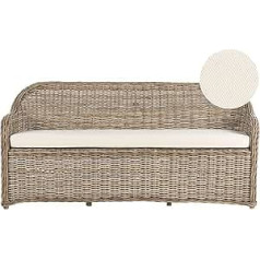 3-Seater Garden Sofa with Armrests Rattan Natural Colour Cushions Beige Boho Susua