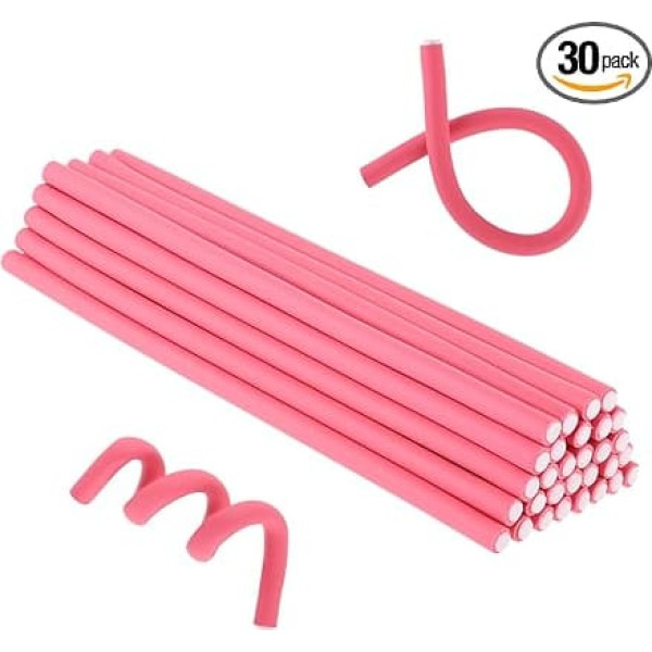 Pack of 30 Flexible Curling Irons Twist Foam Flexible Hair Curlers Twist Flexible Curls Without Heat Soft Foam No Heat Curlers for Women Girls Long and Short Hair 0.31 x 9.45 Inches