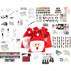 New Nail Art Acrylic Advent Calendar Filled with Acrylic Powder + Liquid, Various Nail Art and Accessories, Santa Claus, 24 Doors for Every Day, Calendar Christmas