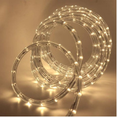 KISUFU 15 m LED Strip Rope Lights, 220 V LED Light Tube Outdoor, 240 LEDs/m Indoor Warm White LED Fairy Lights for Garden Decoration, Outdoor LED Lights, Waterproof LED Tube