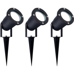 Ledvion - 3 x LED spotlights, aluminium, IP65, 5 W, 6500 K, 1 metre cable, LED spot, garden spotlight