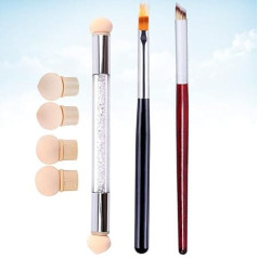 ANZONGYI 3 Piece Nail Art Brush Set with 4 Replacement Heads Ombre Nail Brush Nail Art Dust Brush Acrylic Nail Brushes for DIY Gradient Blooming UV Gel Nails