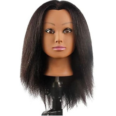 African Mannequin Head Real Hair for Cosmetics Maniquins Hairdresser Practice Training Head Doll Head and Table Clamp Stand