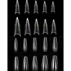 1200 Pcs Coffin False Nail Tips 2 Styles of False Nails for Nail Salons and Home Nail Art Clear
