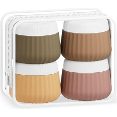 Travel Containers for Toiletries, TSA Approved Travel Size Toiletries, Travel Size Containers with Clear Bag, Leakproof Silicone Jars, Travel Utensils, Cream Jars