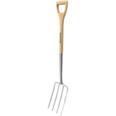 Digging Fork, Stainless Steel Spade Fork, with Ergonomic D-Handle Wooden Handle, with 4 Claws, Length: 109 cm
