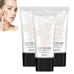 Korean CC Cream with SPF 50 for Older Women, Korean Self-Adjusting CC Cream for Mature Skin, Skin Tone Adjusting CC Cream with SPF 50, for Colour Correction of Face and Body (3pcs)