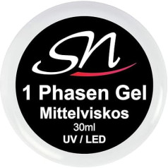 SN Nageldesign 3 in 1 Phase Gel for Gel Nails Medium Viscous UV LED Nail Gel All in One Single Phase Gel Clear 30 ml