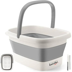 Collapsible Foot Bath Basin for Soaking Feet, Foot Soak Tub, Plastic Foot Bucket with Handles and Massage Acupoint, Foldable Laundry Basket-Gery