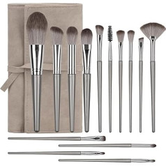 14 Piece Brush Set - Makeup Brushes Premium Plastic Foundation Powder Concealer Eyeshadow Makeup Brush Set Gray