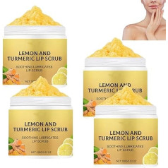 Natural Turmeric Lemon Lip Scrub for Dark Lips, Turmeric - Lemon Lip - Nourishing Scrub for Cracked and Dried Lips Hydrate, Fading Lip Lines, Dull Dark Lips (4 Pieces)