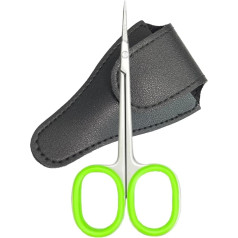 Cuticle Scissors Extra Fine with Protective Leather Bag, Cuticle Scissors, Nose Hair Scissors, Nose Scissors, Beard Scissors with Curved Tip, for Shortening Cuticles Eyebrow Eyelashes Beard,