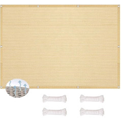 Balcony Canopy, Shade Cloth with Eyelets, 1.4 x 9.5 m, UV Protection, Wind Protection, Shade Net for Greenhouse, Privacy Screen, Waterproof, Breathable, for Garden, Balcony, Patio, Cream Colours