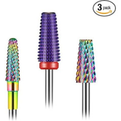 [2022 Upgraded] Depvko 3-Piece Nail Drill Bit Set, 5-in-1 Drill Bit for Nails 3/32 Inch, Tapered Shank and Tapered Carbide Nail Drill Bit for Acrylic or Gel Remover